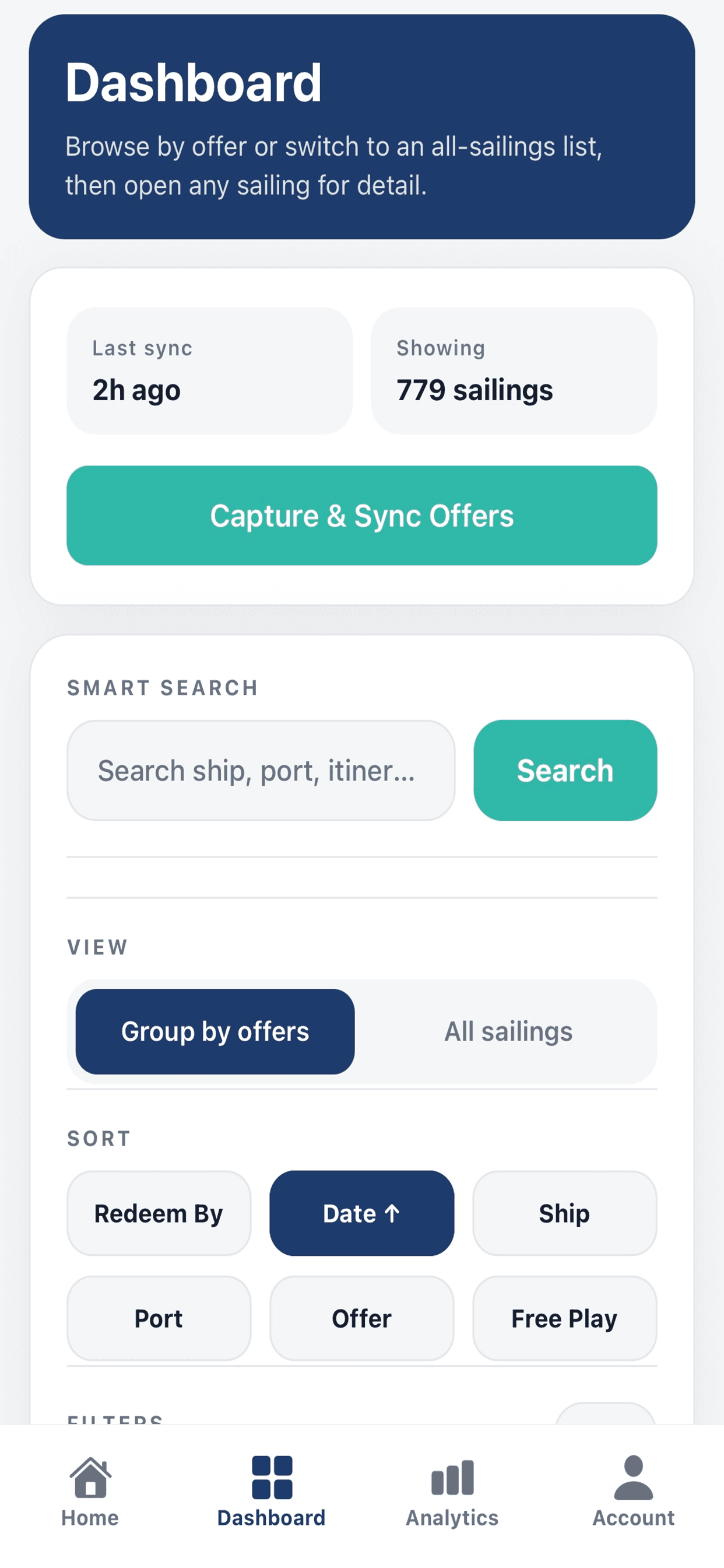 SailQuery dashboard grouped by offer