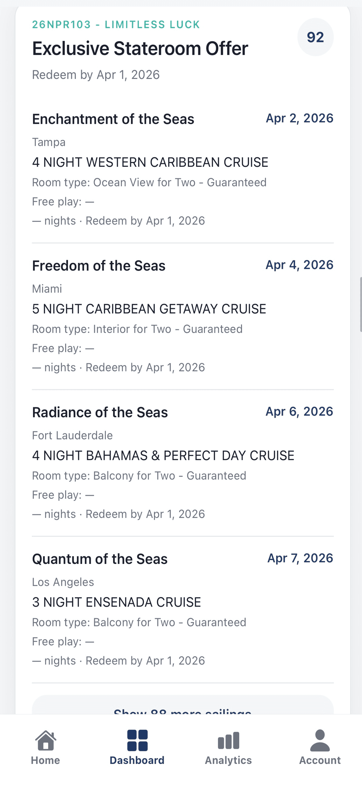 SailQuery offer list view