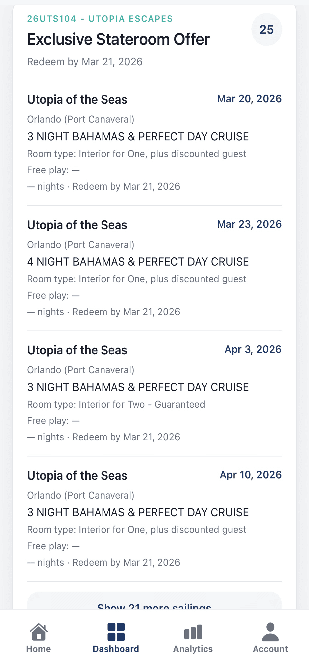 SailQuery sailing list on iPhone